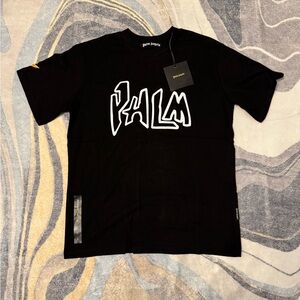 Palm Angels Garment Dye Palm Graffiti Flames Black T-Shirt Size Large